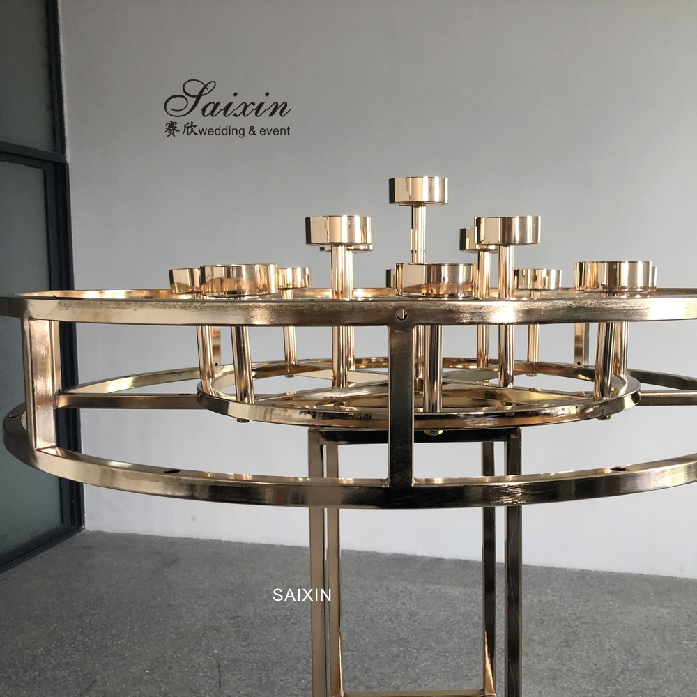 ZT-563 Luxury Wedding Centerpiece 13 arms candle holders with flower arrangements hurricanes gold candle stands