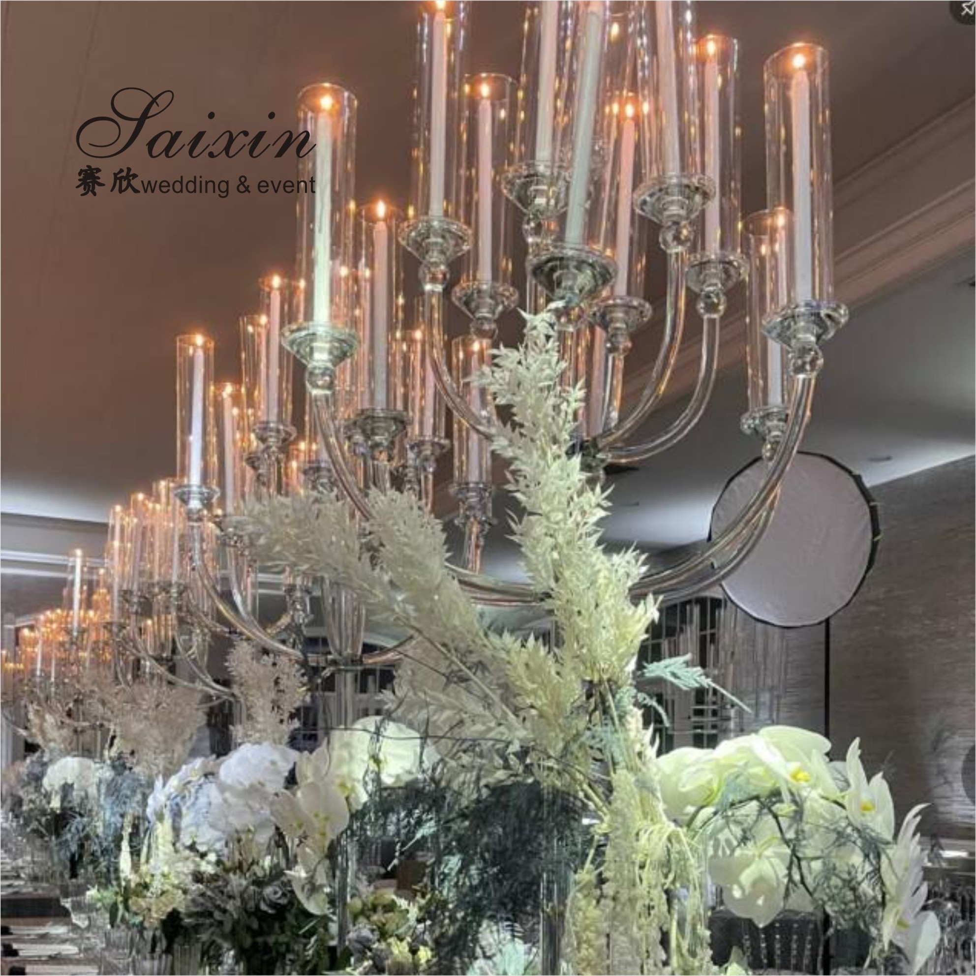 ZT-575 New wedding centerpieces  13 arms tall crystal candle holder