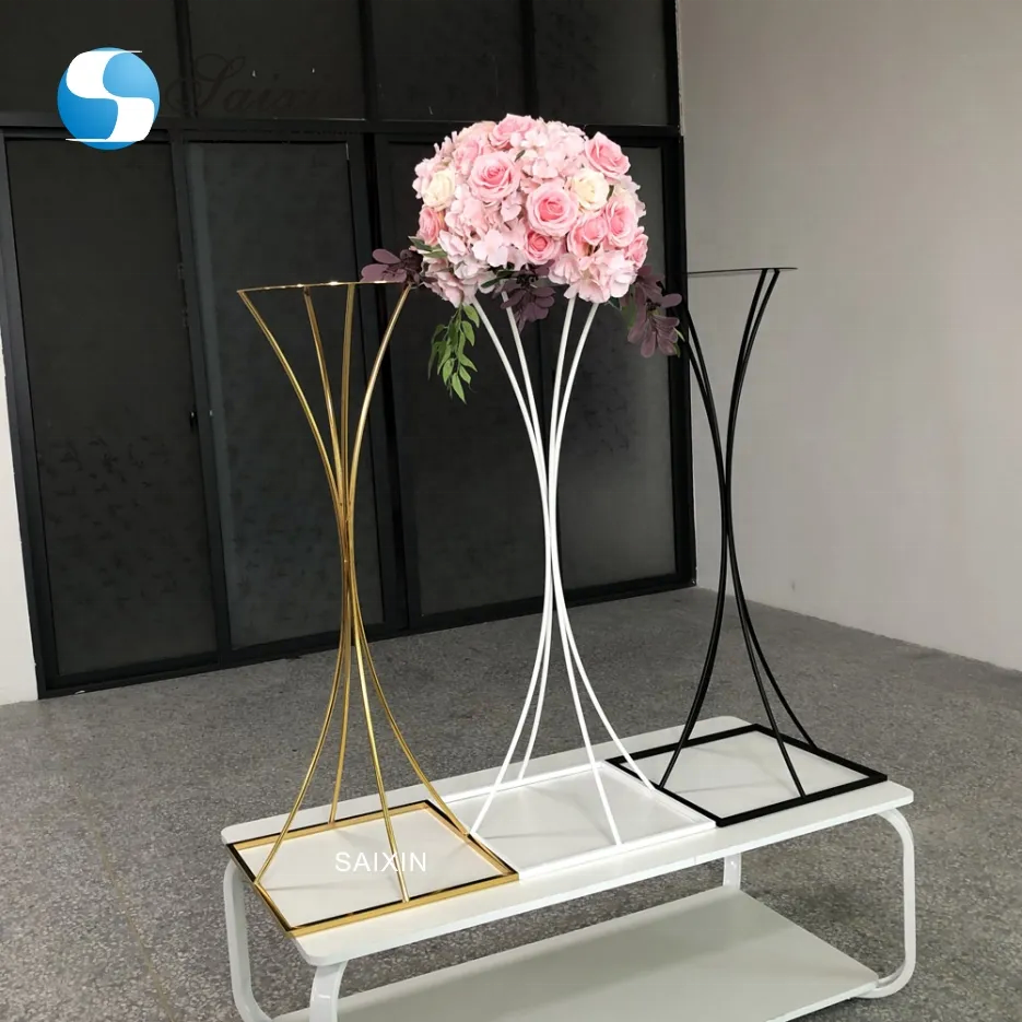 Hot Sale Wedding Flower Stand Metal Table Decoration Tall Gold Black Wedding Flower Stand Centerpiece