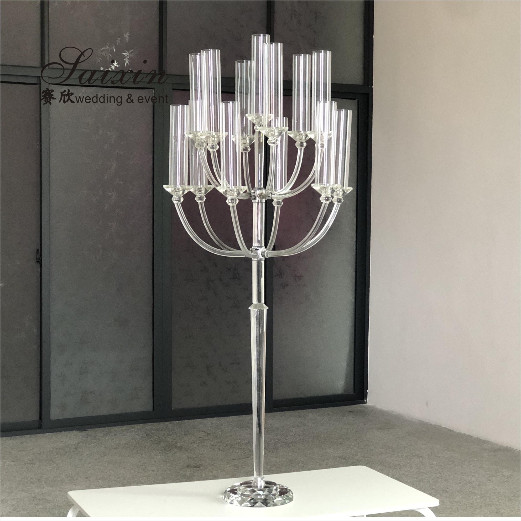 ZT-575 New wedding centerpieces  13 arms tall crystal candle holder