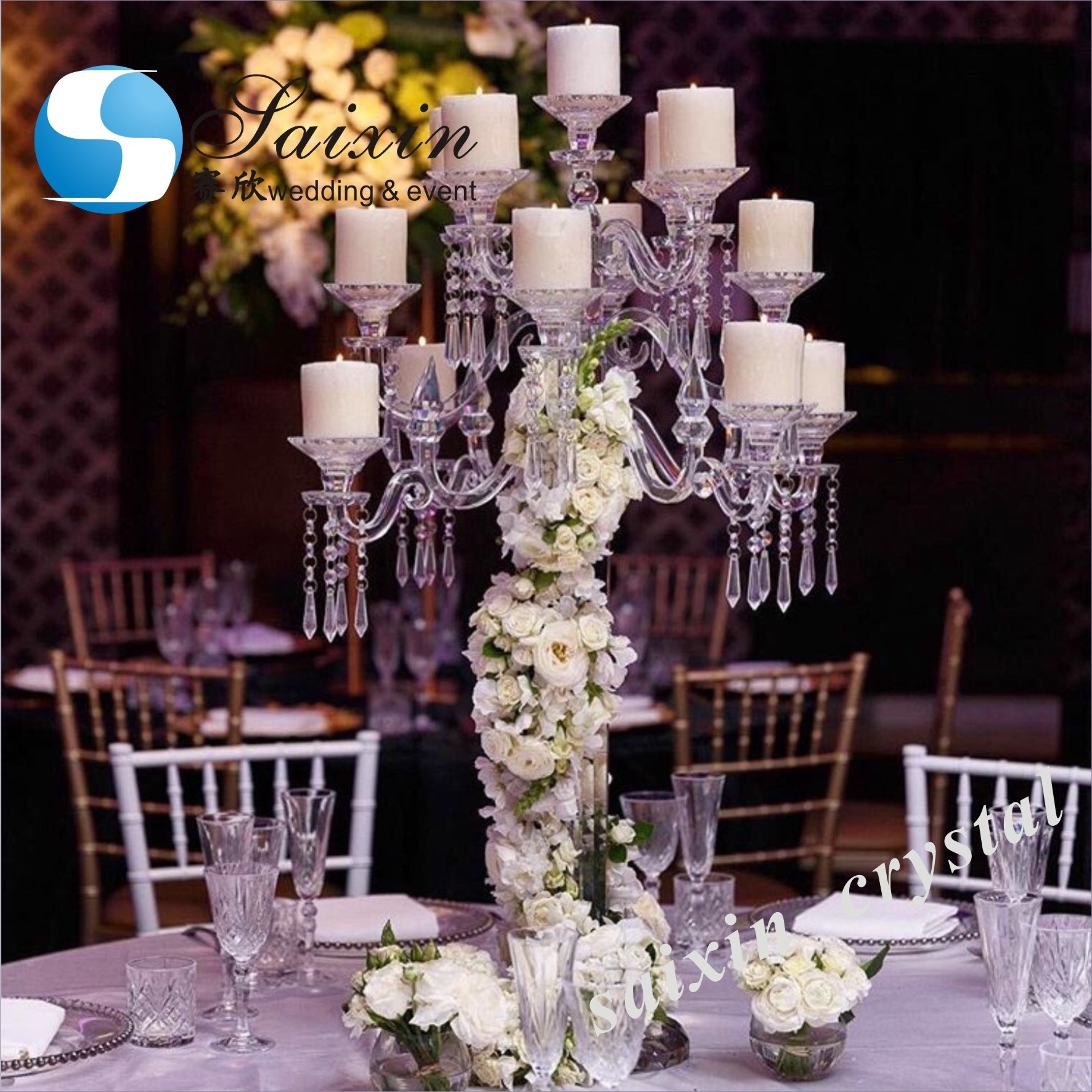 ZT-183 Gorgeous 17 arms wedding decor large candelabra votive candle holders