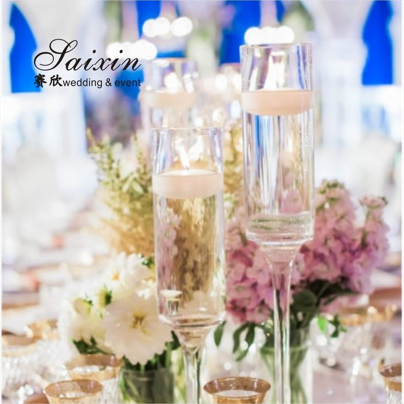 ZT-007T Set long stemmed floating candle glass holder for Wedding Centerpieces