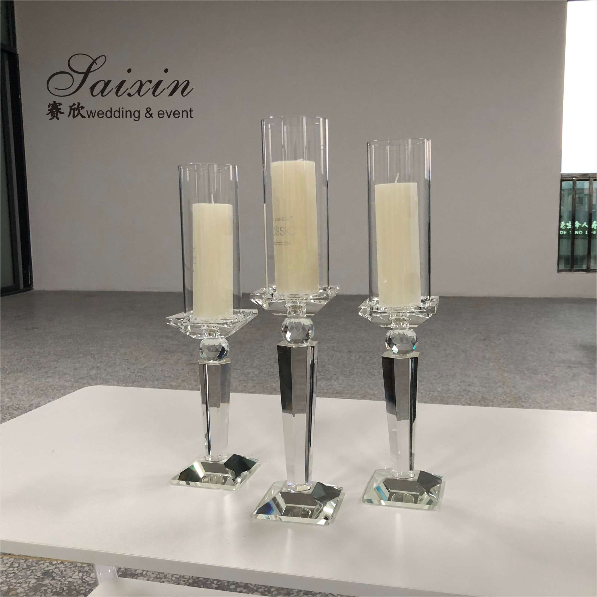 ZT-017 Clear Candle Holder 3 pcs Set Wedding Decor Supplies Short Table Centerpiece Crystal Candlestick Holder