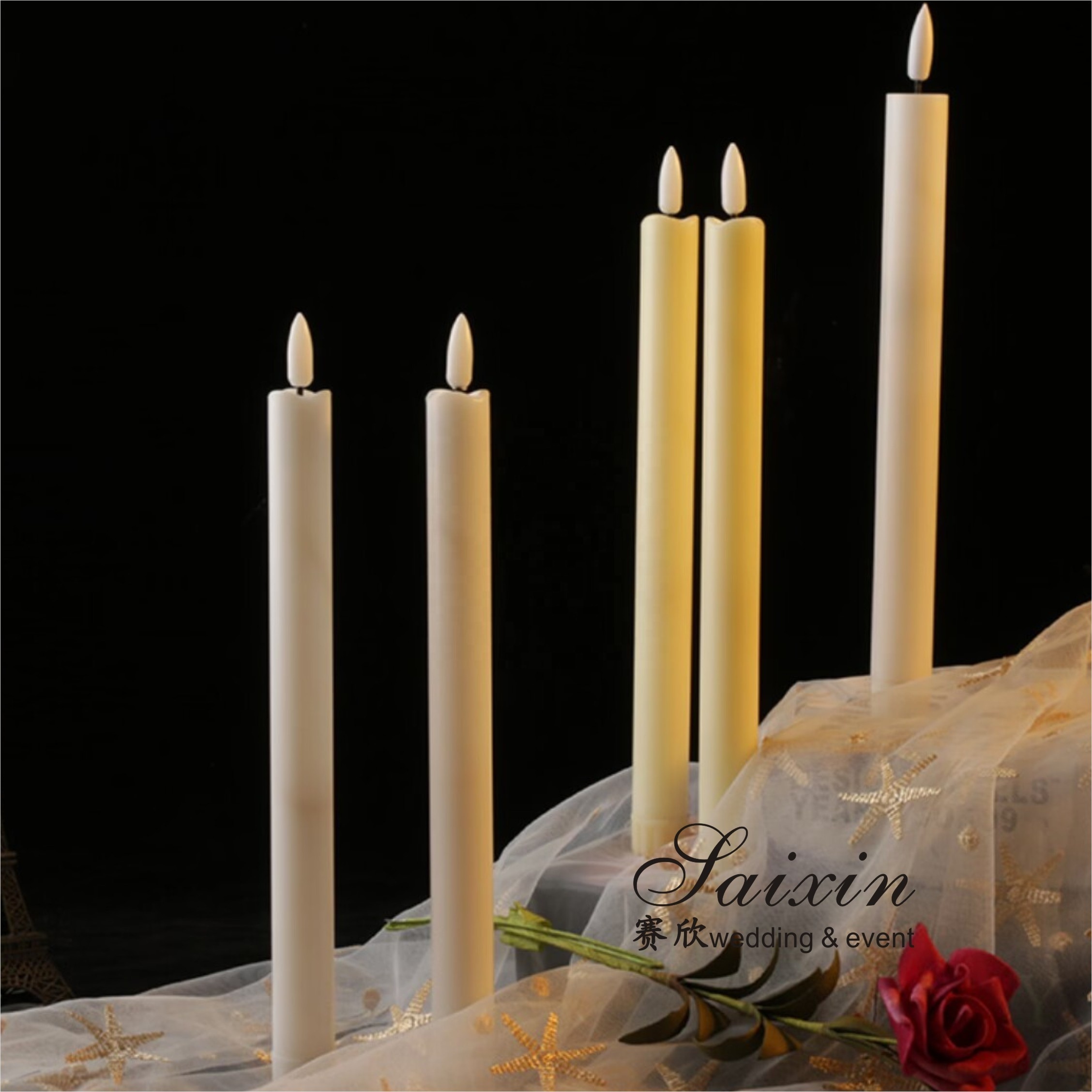 Classic Battery Electric Wick Light Taper LED Candles For Christmas Wedding Decorative