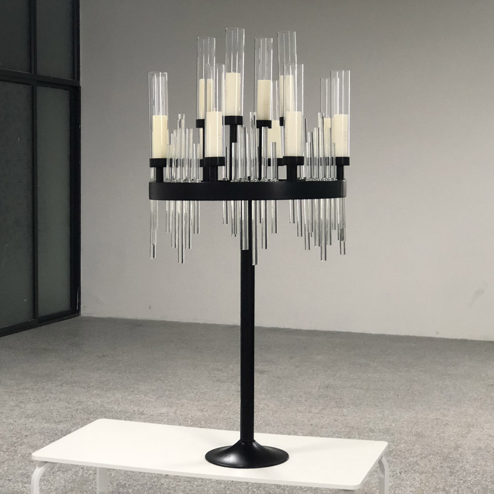 ZT-435 tall gold silver black candelabra candle holder with crystal stem metal for weddings table centerpieces