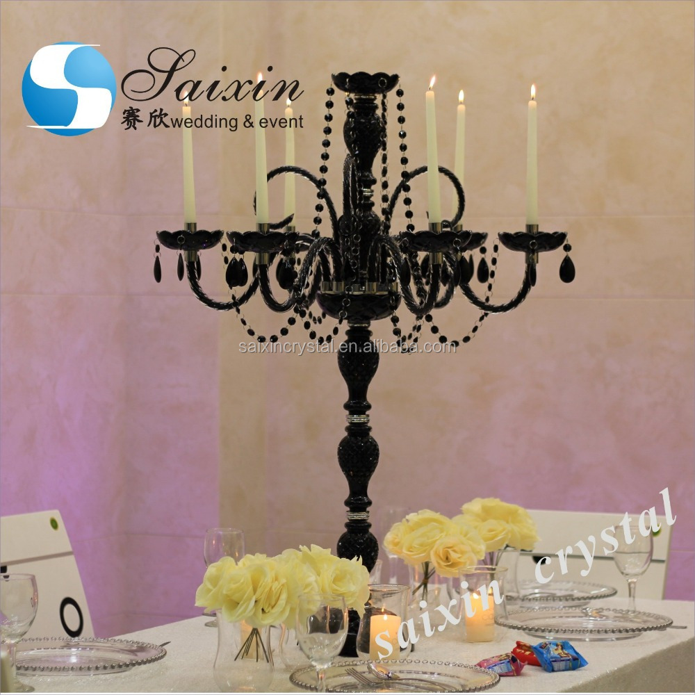 ZT-180 wholesale wedding centerpiece crystal black candelabra