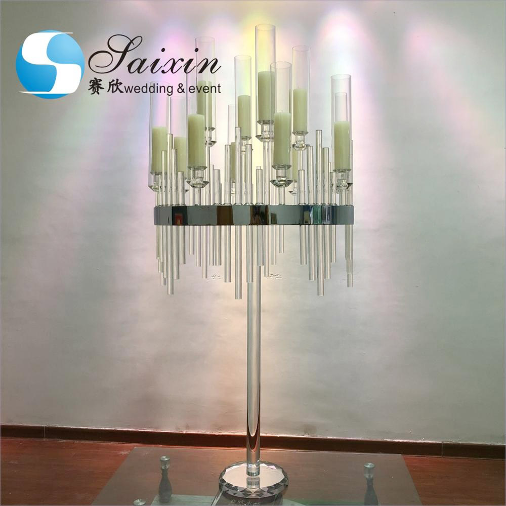 ZT-435 tall gold silver black candelabra candle holder with crystal stem metal for weddings table centerpieces