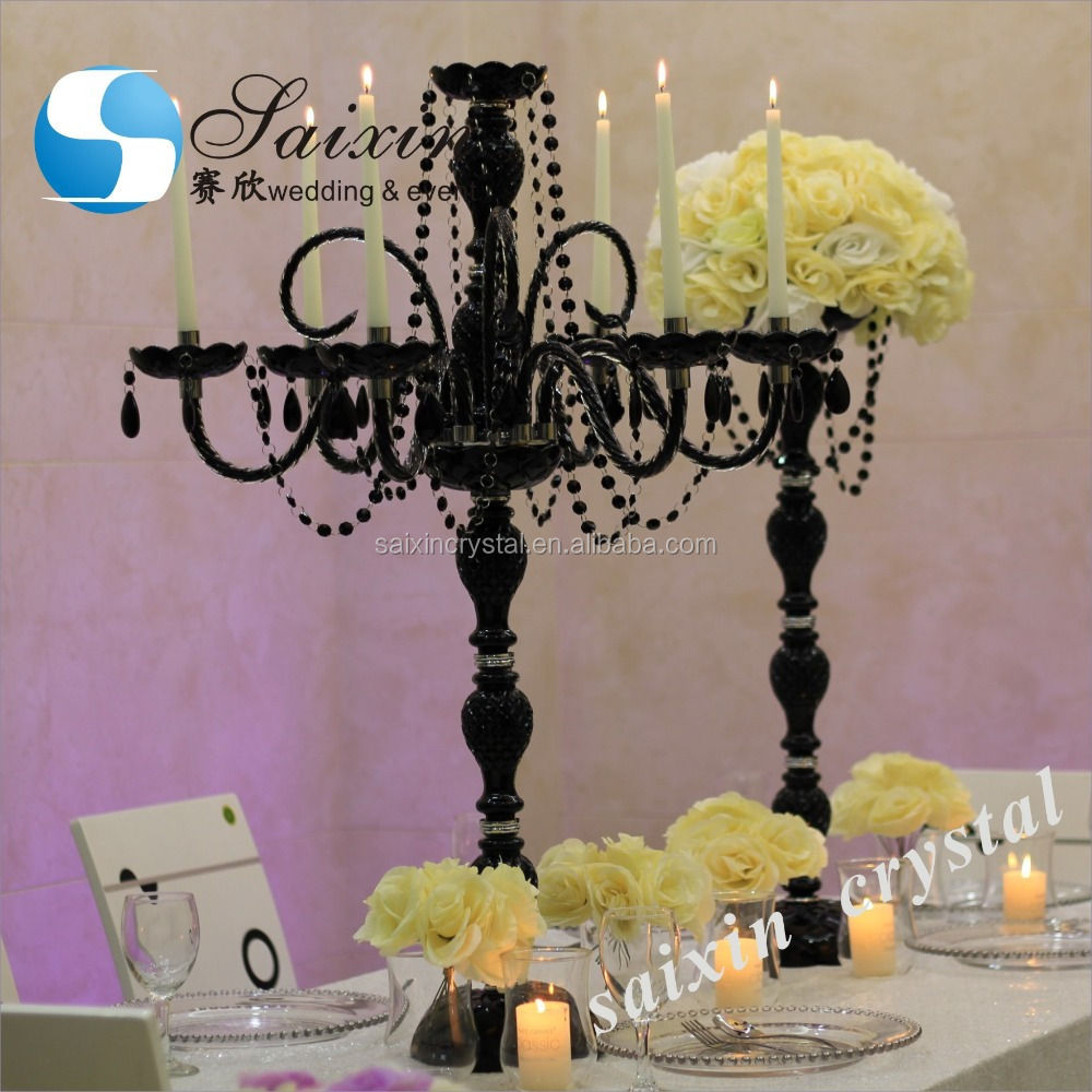 ZT-180 wholesale wedding centerpiece crystal black candelabra