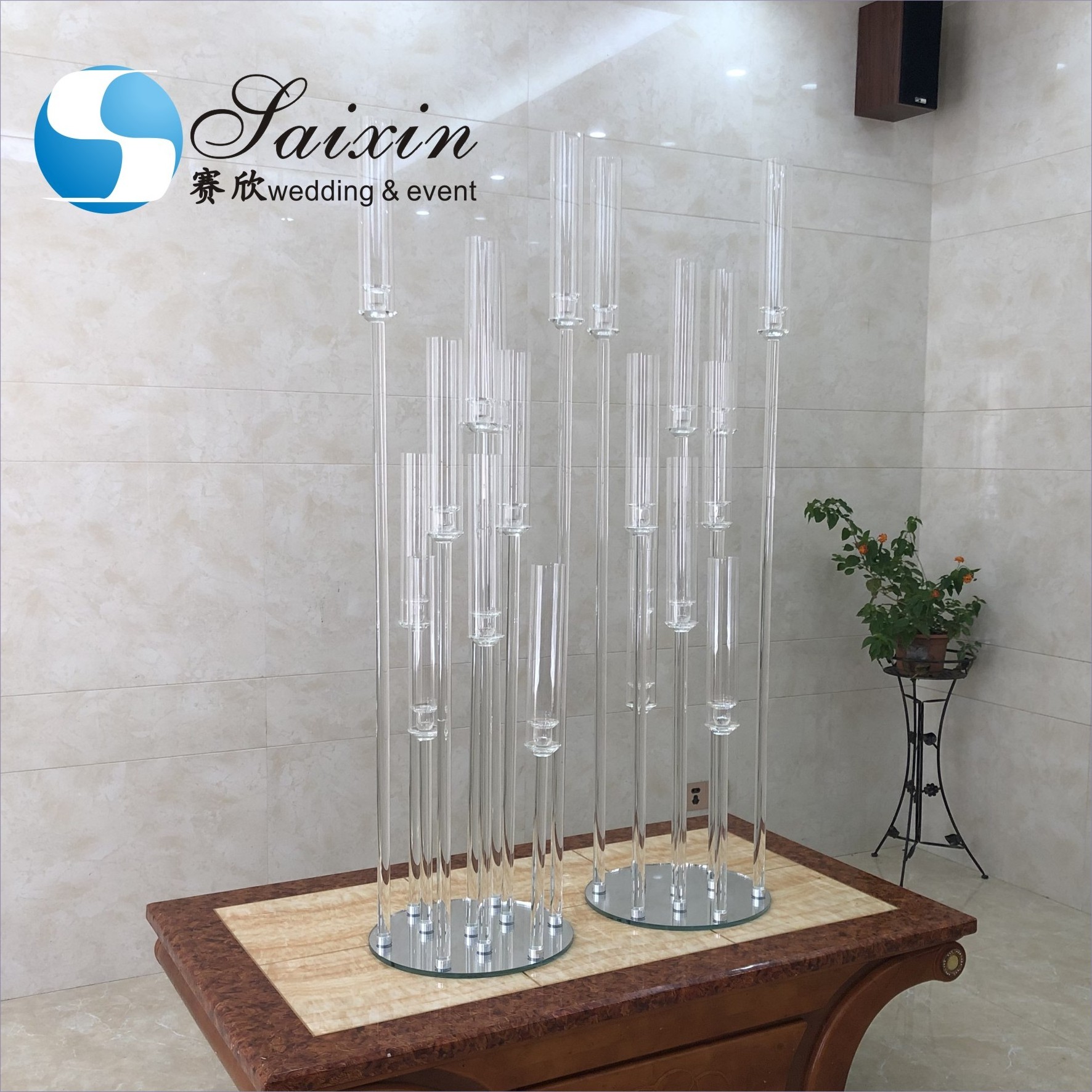 ZT-323S Gorgeous tall set crystal  candlestick candle holder stand centerpieces decorative