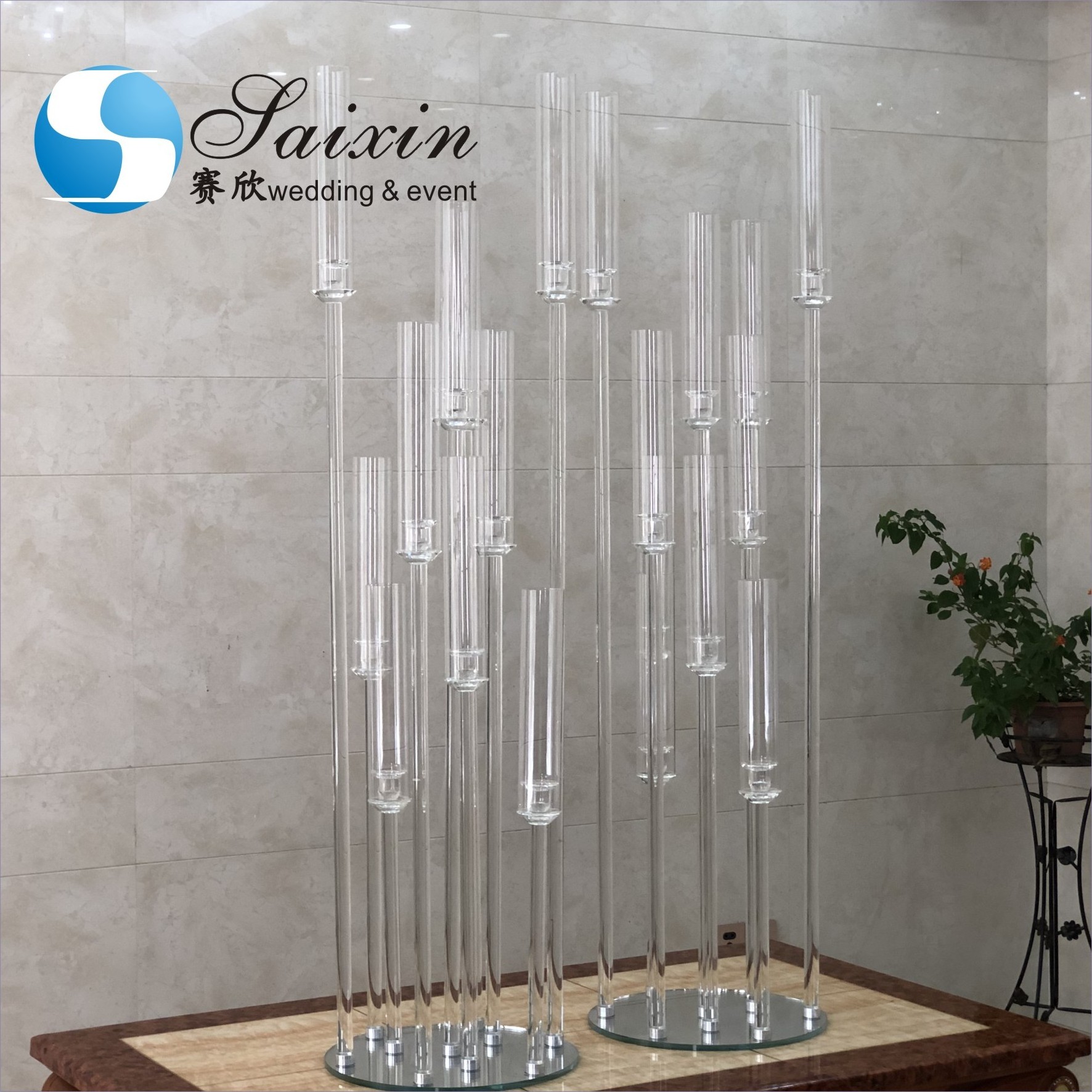 ZT-323S Gorgeous tall set crystal  candlestick candle holder stand centerpieces decorative