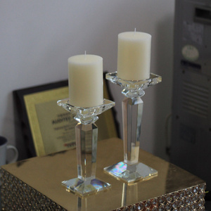 ZT-014 Wedding decoration single glass crystal pillar candle holder set