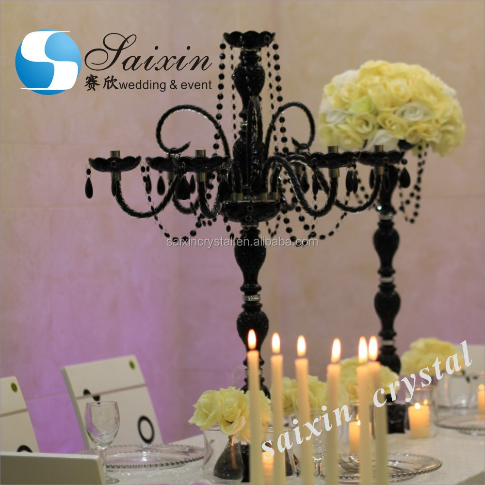 ZT-180 wholesale wedding centerpiece crystal black candelabra