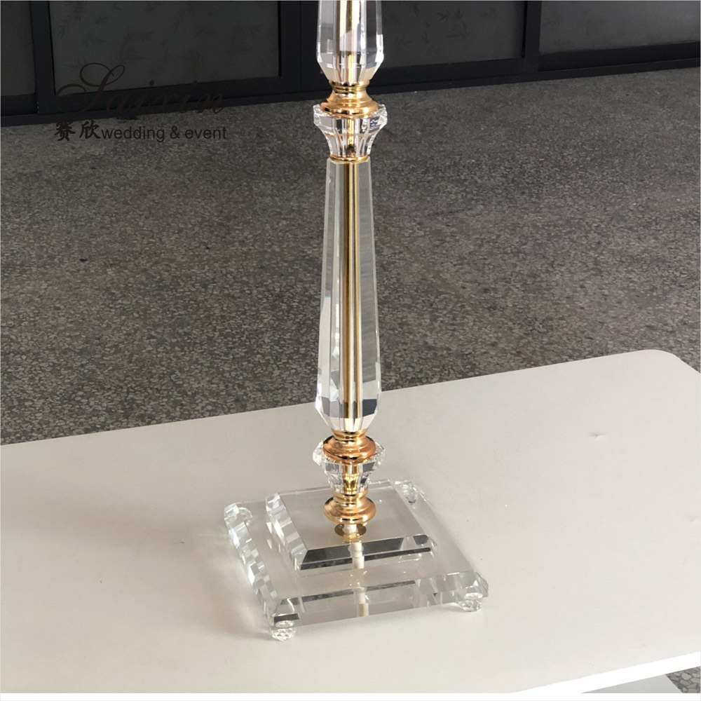 ZT-303C 13 arms Wholesale custom wedding table decoration gold crystal glass hurricane candelabras