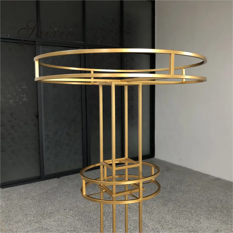 Large Wedding Metal Centerpiece 2 Circles Flower Stand Tall Table Decoration Gold Wedding Flower Centerpieces