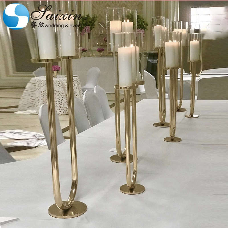 New metal gold silver candle holder for wedding table centerpieces