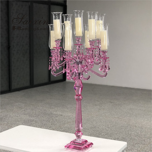 ZT-101P red blue pink color crystal glass candelabra for table decorative  wedding centerpieces