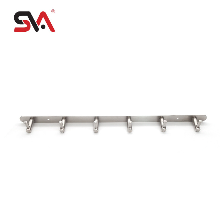 China Wholesale Stainless Steel 6 Hooks Shower Towel Hook Wall Mounted Hook Coat Rack