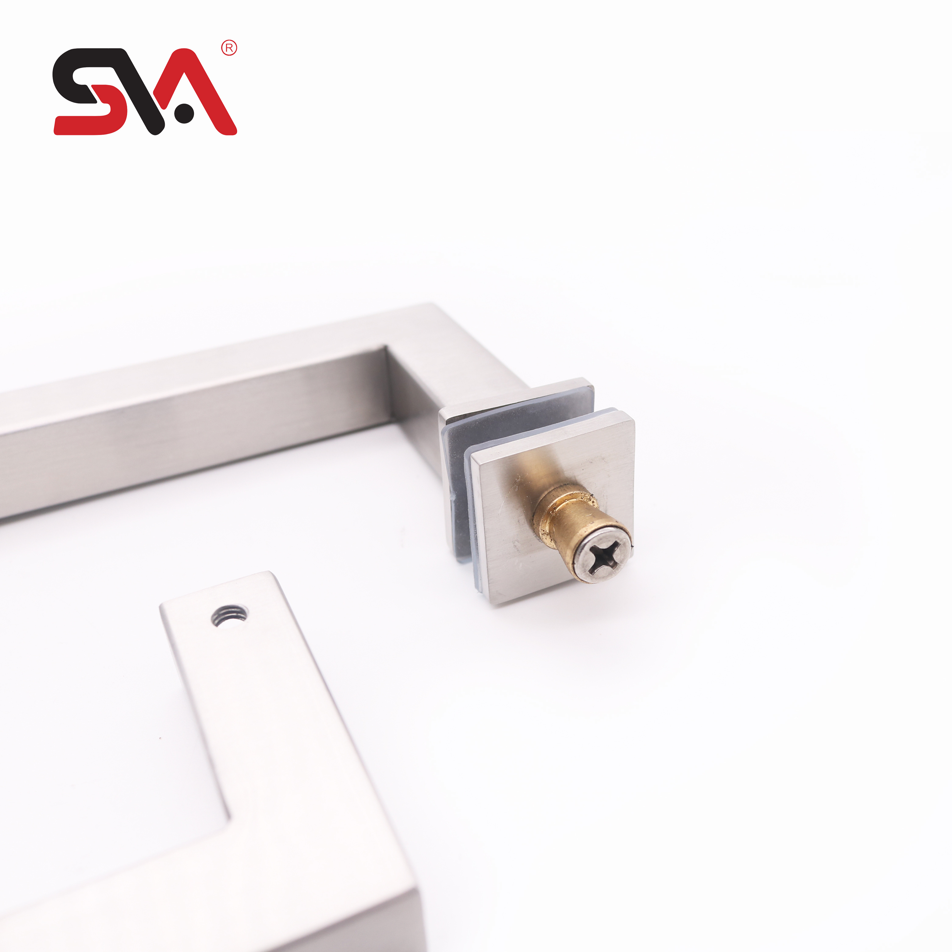 SVA-173 Modern School Shop Hotel Bathroom Shower Nickel Sanding Satin Square Tube Stainless Steel 304 Glass Door Pull Handles