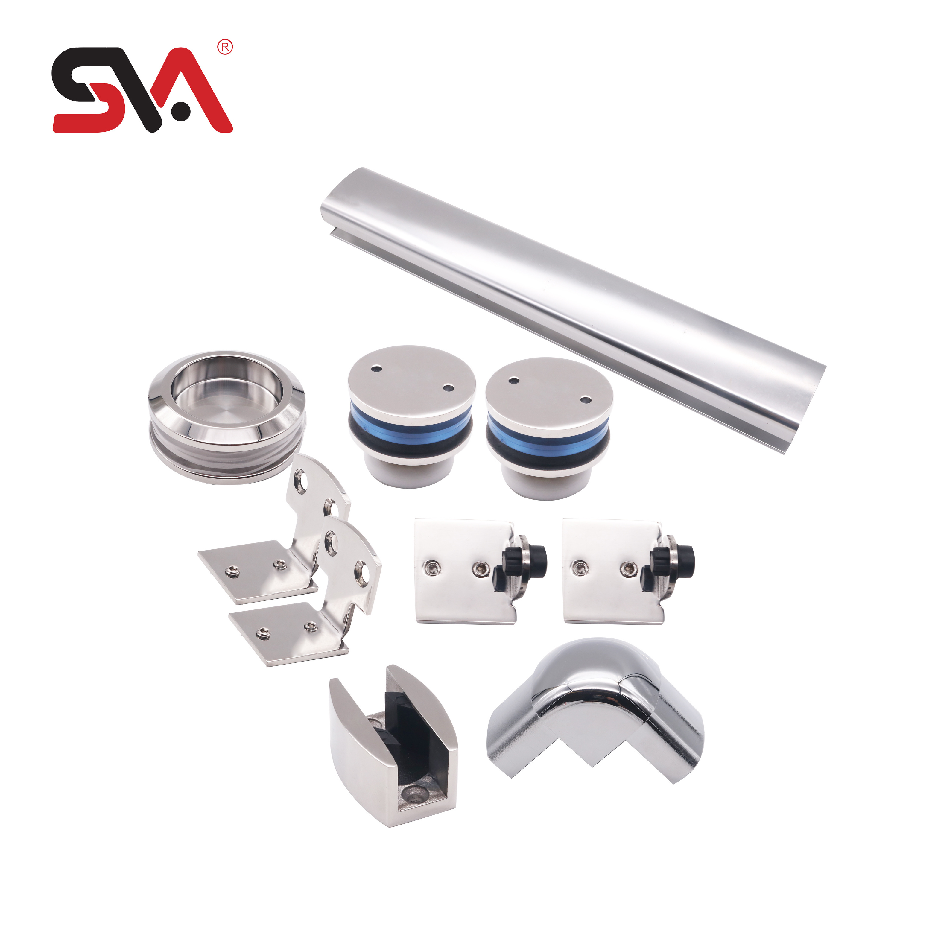 SVA-8011 Modern Stainless Steel Door Hardware with Small Size Door Knob and Aluminum Groove Shower Frameless Sliding Glass Door