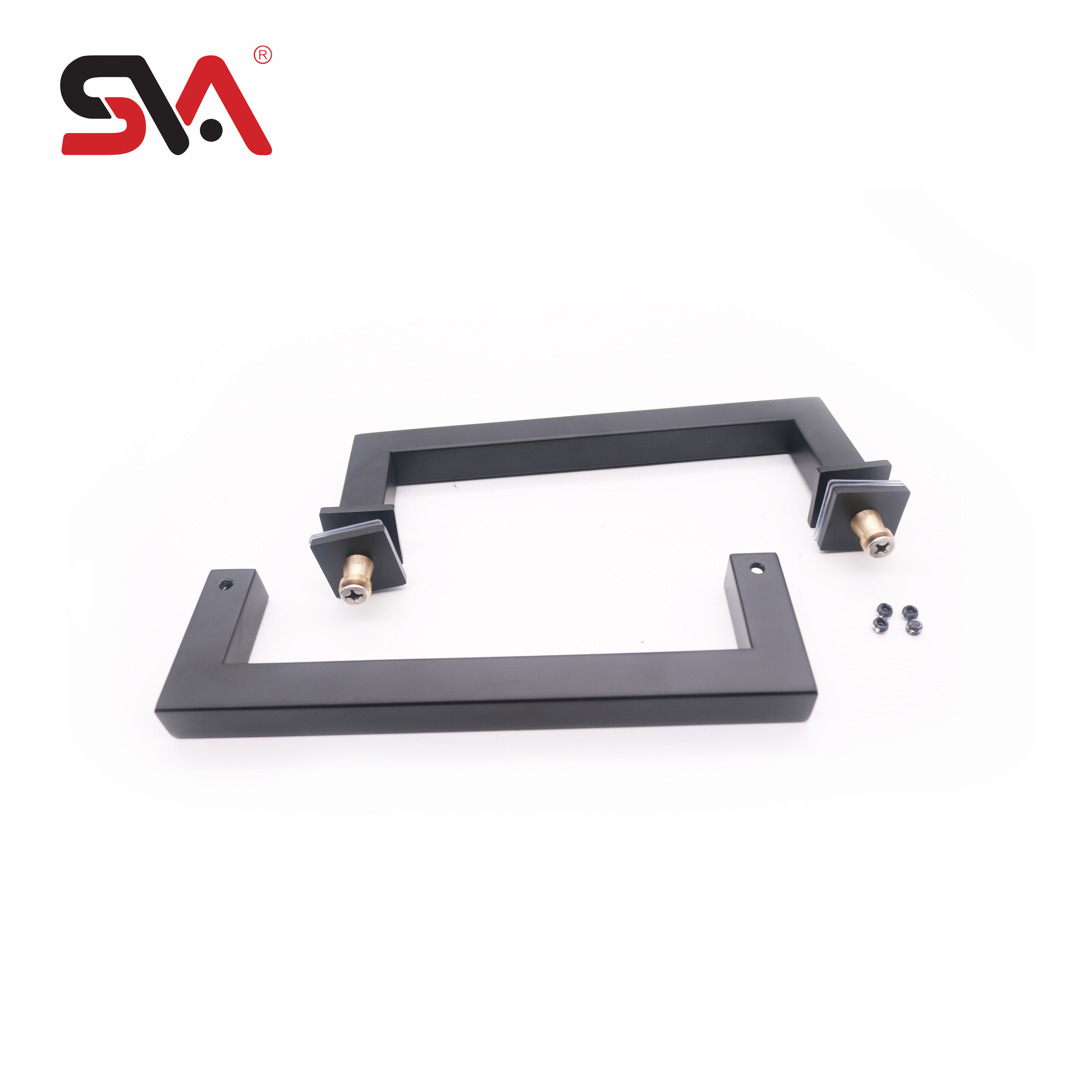 SVA-173 Modern Design Shower Bathroom Hotel Pull Handles Square Tube Matte Black Stainless Steel 304 Glass Door Handles