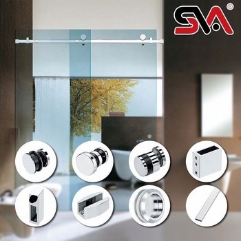 SVA-0001 Square Pipe Stainless Steel Frameless Shower Room Enclosure Glass Slider Kit Fitting Shower Sliding Glass Door Hardware