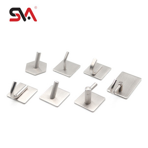 Self Installation Square Single No Punch Stainless Steel Wall Mounted Hooks Shower Hotel Bathroom Towel Robe Cloth Hook Hanger