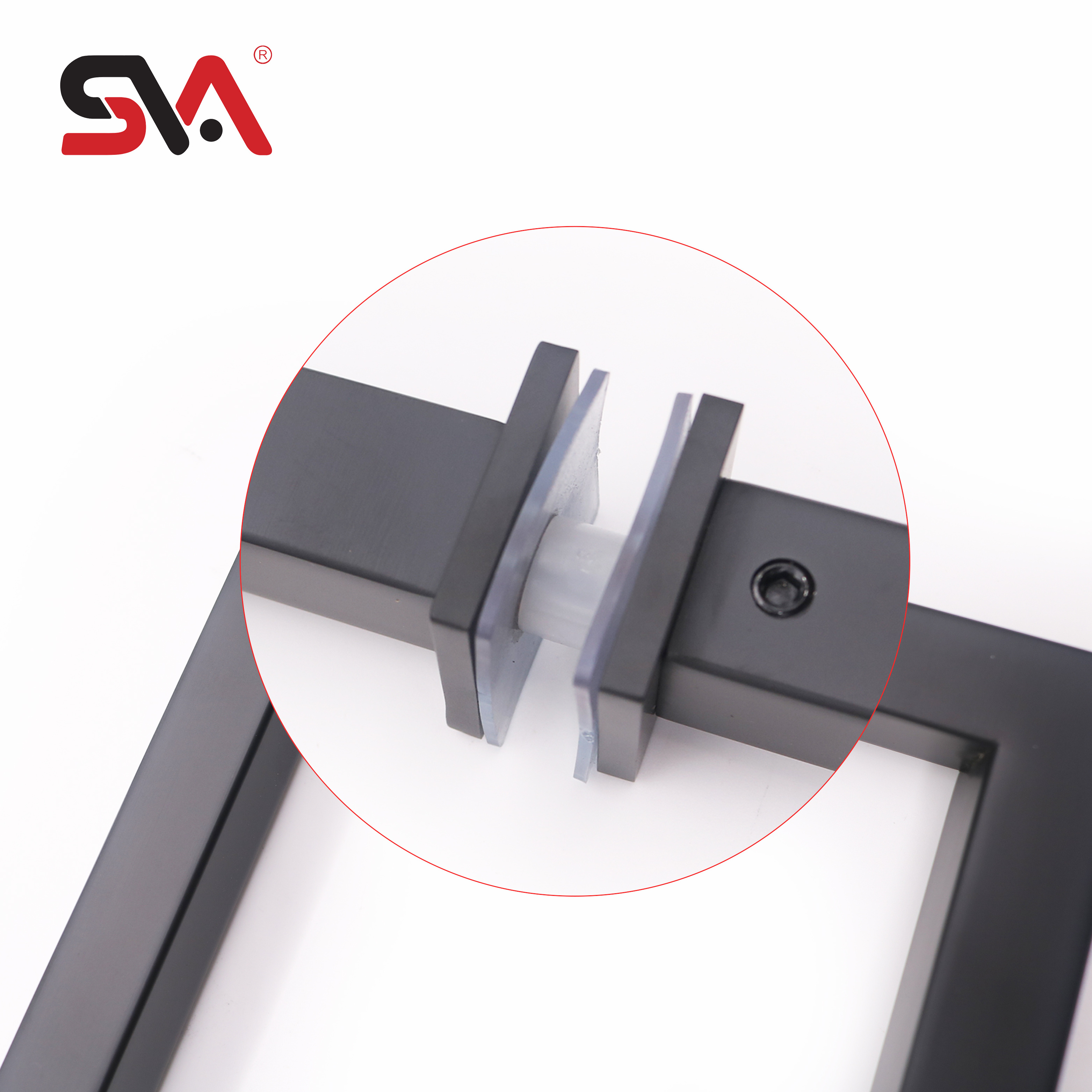 SVA-173 Modern Design Shower Bathroom Hotel Pull Handles Square Tube Matte Black Stainless Steel 304 Glass Door Handles