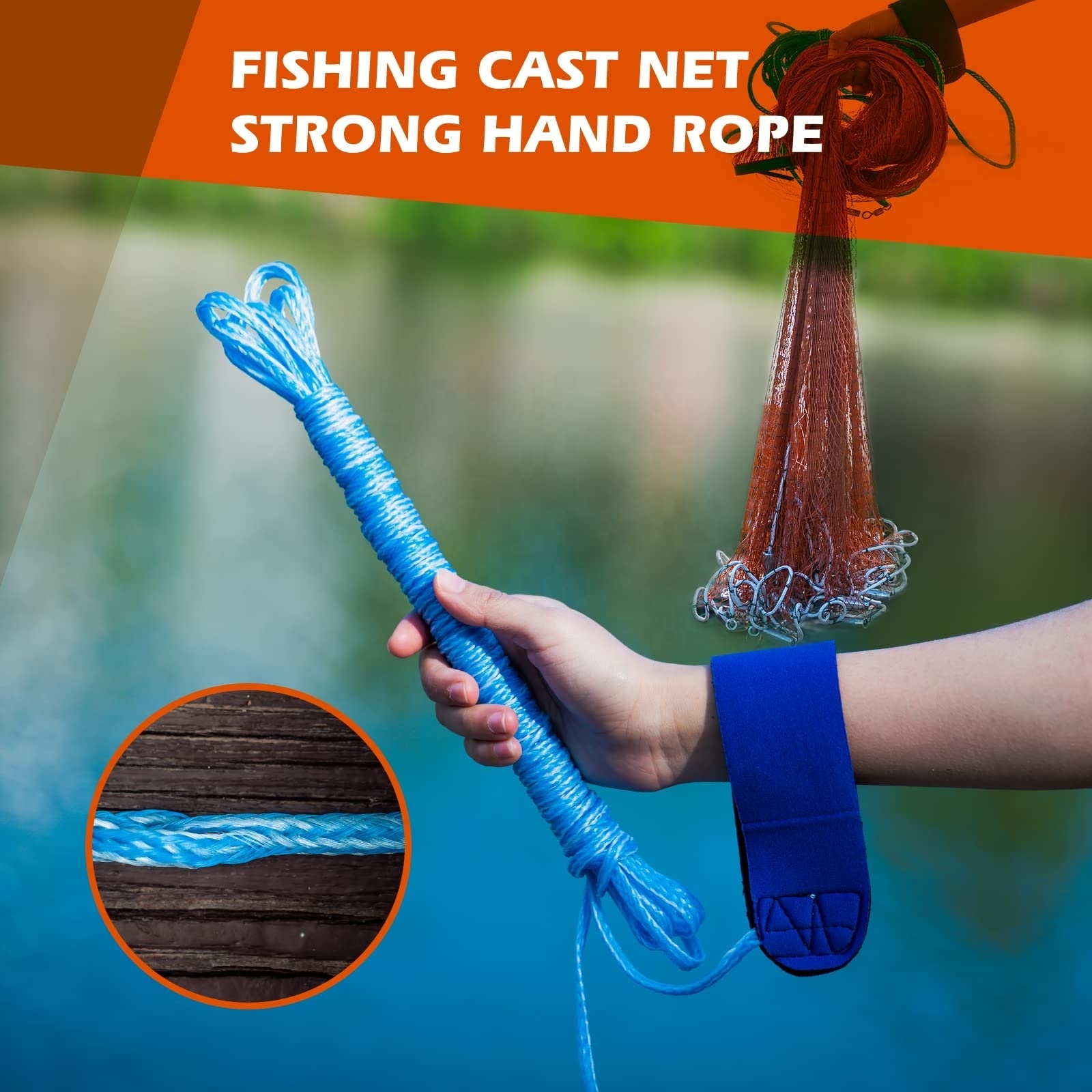 Thickened Nylon Monofilament Resistance 6ft Saltwater Fishing Throw Hand Color Drawstring Cast Nets da pescare for Sale