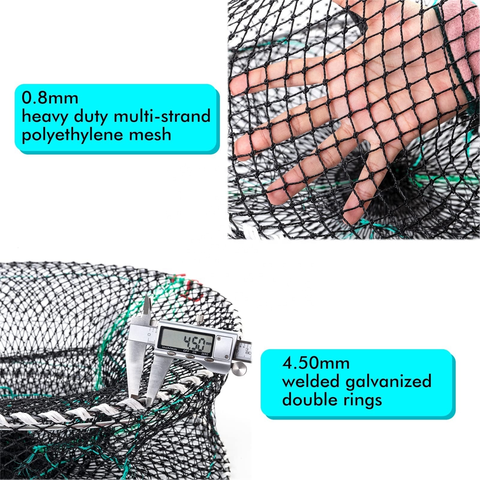 Foldable Sea Polyethylene Fishing Accessories Trap Bait Crab and Lobster Cage Nets for Shrimps Eels Crawfish