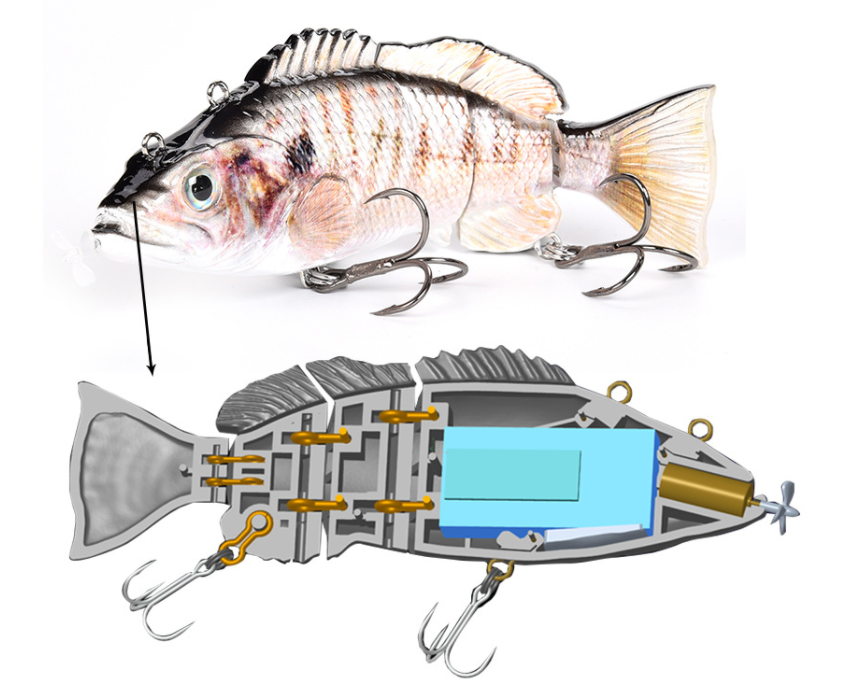 Underwater Electronic Wobbler Lighted LED Attraction Multi Jointed Swimbait 4 Segment Fishing Lures Hard Plastic Motorized