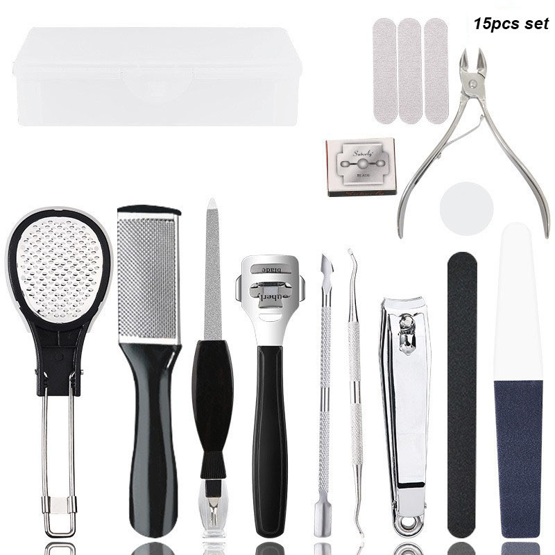 SAIYII 8 in 1 Hot Selling Nail Kit Professional Manicure Pedicure Set Stainless Steel Callus Remover Foot File Scraper