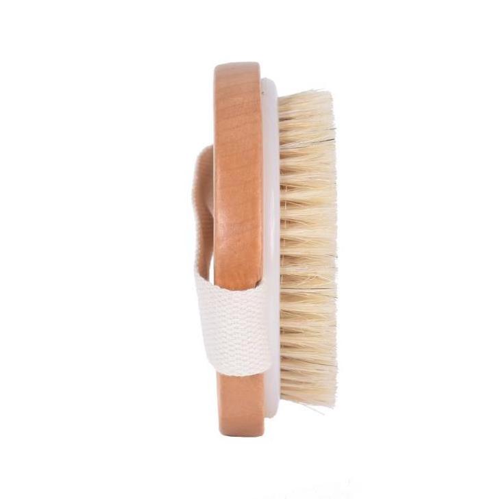 SAIYII Customized Logo Natural Boar Bristle Exfoliating Wholesale Round Bath Brush Organic Dry Wooden  Bath Body Massage Brush