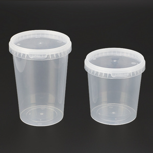 Tamper resistant plastic cups 32 24 16 12 10 8 oz microwave safe leakproof soup delivery pp plastic round food container