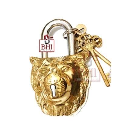 LION FACE STYLE HARDWARE BRASS DOOR LOCKS WITH 2 KEYS,  ANTIQUE LOCKS & AND HARDWARE PADLOCKS