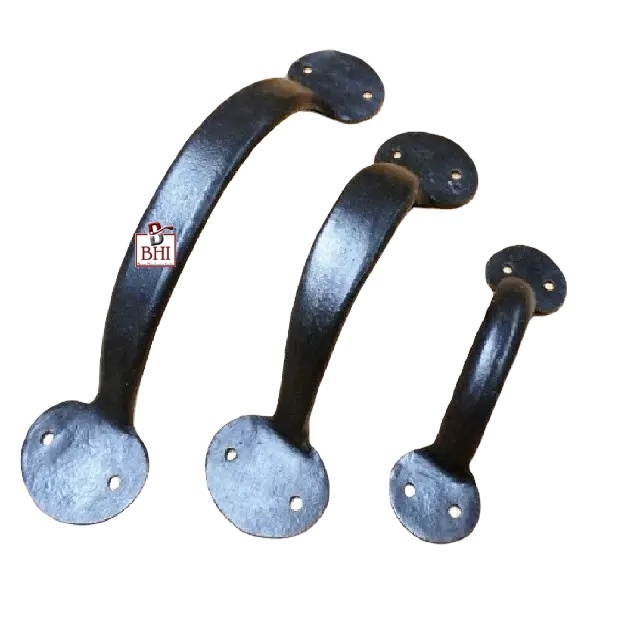 Hand Forged Iron Pull Handles Bean Penny Wrought iron Pull Handle Cusp style Drawer Pull & Cabinet Handle Hand-Forged Iron