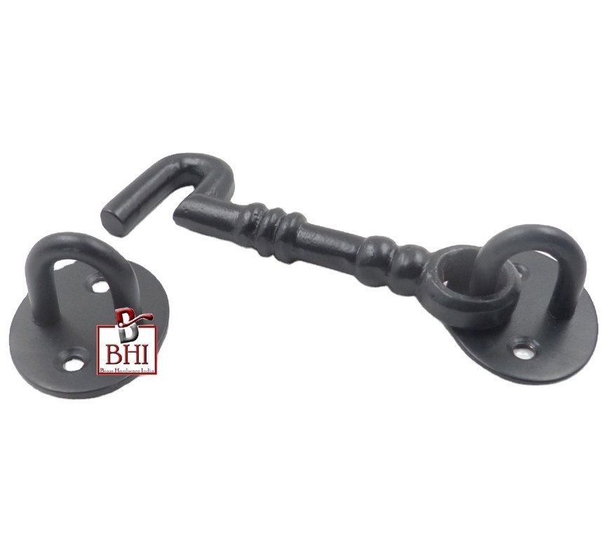 Factory Custom Antique Solid Cast Iron Black Powder Coating Knotted Cabin Hook For Gate