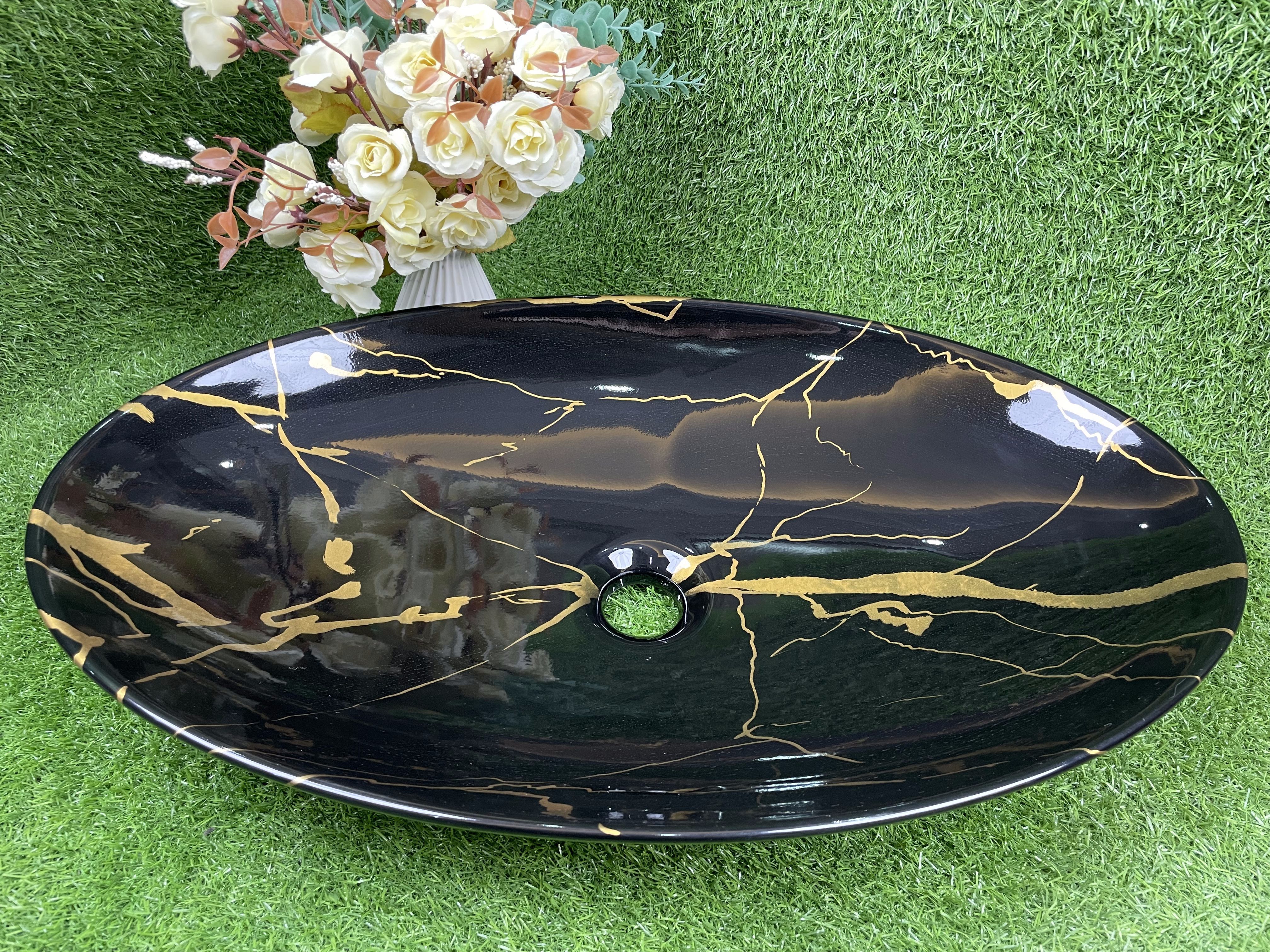 TORCH  top basin water bowl sink flat decorative luxury oval washbasin wash bath room art porcelaine trough counter basin