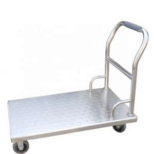 Shianku High quality Metal Workshop Trolley 201 Stainless Steel Platform Hand Carts Trolleys