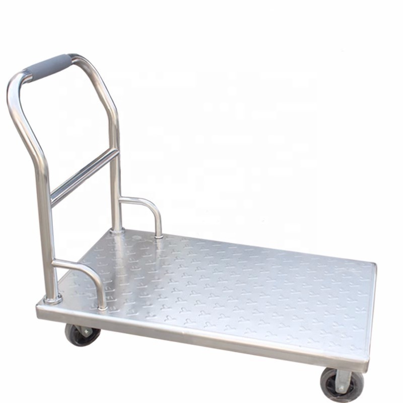 Shianku High quality Metal Workshop Trolley 201 Stainless Steel Platform Hand Carts Trolleys