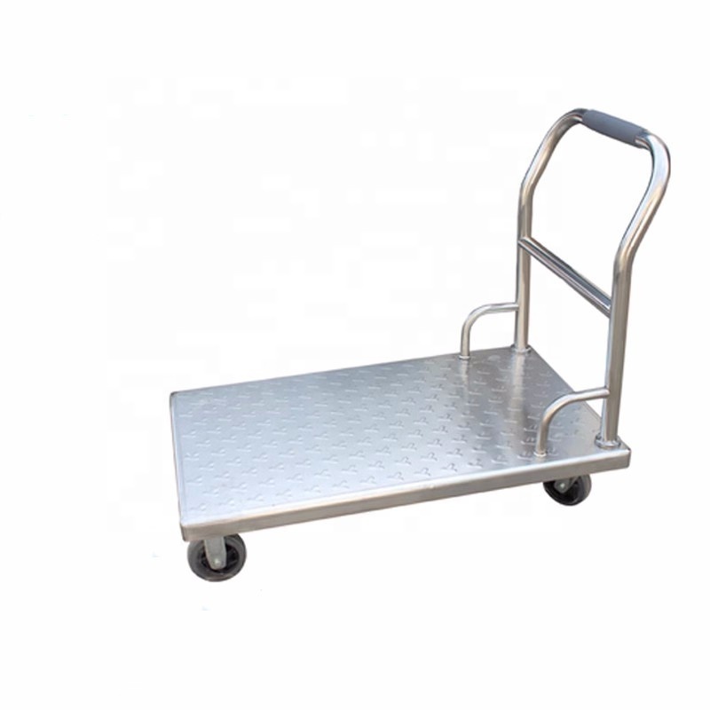 Shianku High quality Metal Workshop Trolley 201 Stainless Steel Platform Hand Carts Trolleys