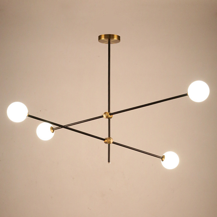 Nordic Minimalist Magic Bean Led Post-Modern fixtures Geometric lamp Brass pendant ceiling light Led linear chandelier