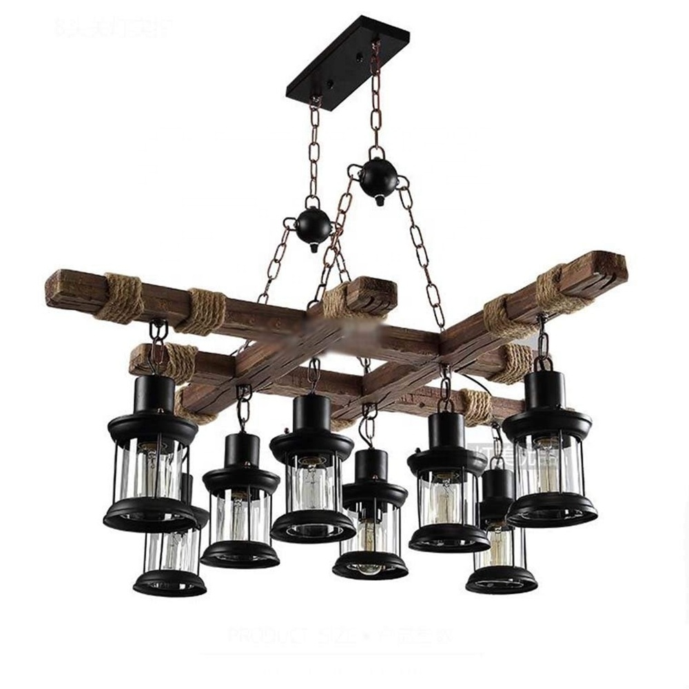 Indoor Rustic Vintage boat Hanging Antique Creative wood lamp Led Retro Wooden home industrial loft Pendant Chandelier light