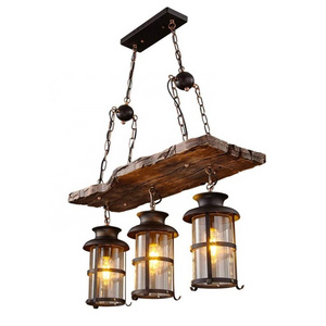 Rustic Metal industrial lighting retro Led Hanging lights indoor Decorative Vintage Pendant lamp wooden ceiling Chandelier