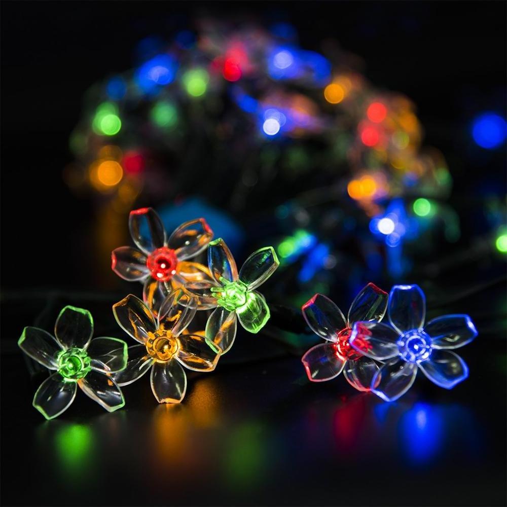 Solar Powered battery operated Waterproof holiday Christmas party decoration fairy flower garden Solar sakura string light