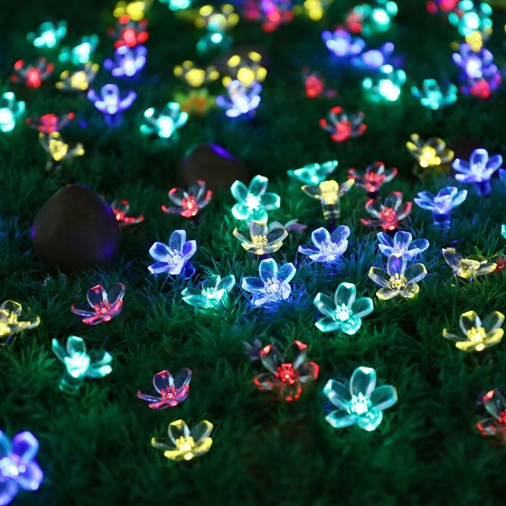 Solar Powered battery operated Waterproof holiday Christmas party decoration fairy flower garden Solar sakura string light