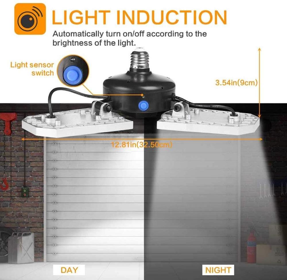 60W 80W 100W Super Bright Basement Workshop Adjustable Deformable motion sensor lamp LED parking PIR Garage lights lamp ceiling