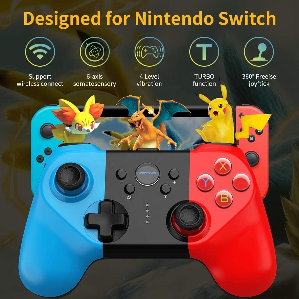 Wireless Pro Controller for Switch, ISHAKO Remote Gamepad Switch Pro Controller with Gyro Axis, Turbo and Adjustable Dual Shock