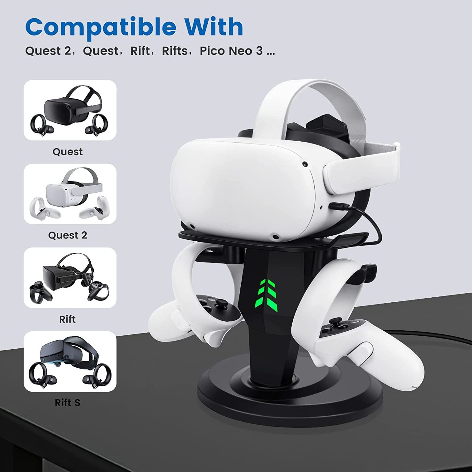 Headset Charging Dock VR Stand Accessories Black ABS Plastic Snow Motorcycle for Oculus Quest 2,for Oculus Quest 1 Vr Dino Book