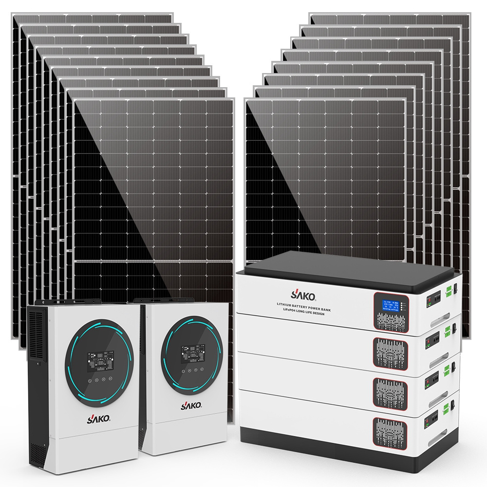 Sako 5Kw 10Kw 20Kw Complete Set Solar Panel Power System For Home Kit 5Kwh Energy Storage Battery Off Grid Solar Energy System