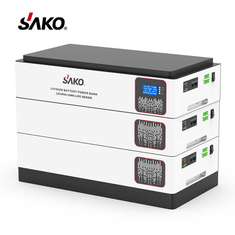 Shenzhen China Sako Rechargeable Stack Batterie 10Kw 10Kwh 48V 200Ah 300Ah Lifepo4 For Solar Power System 50 Kwh Lithium Battery